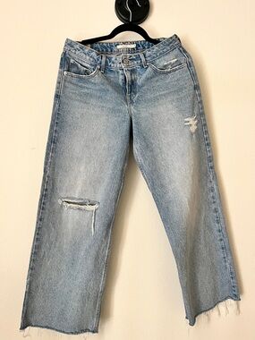 Levi's Light Wash Distressed Wide-Leg Jeans